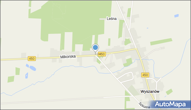 Wyszanów gmina Wieruszów, Mikorska, mapa Wyszanów gmina Wieruszów