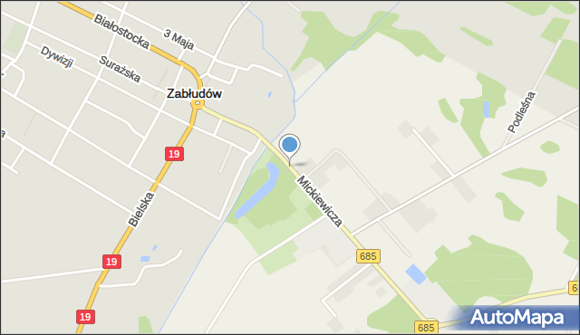 Zabłudów, Mickiewicza Adama, mapa Zabłudów