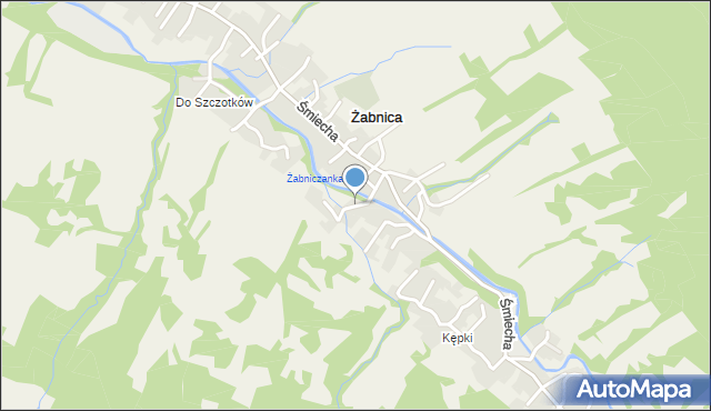 Żabnica gmina Węgierska Górka, Miodowa, mapa Żabnica gmina Węgierska Górka