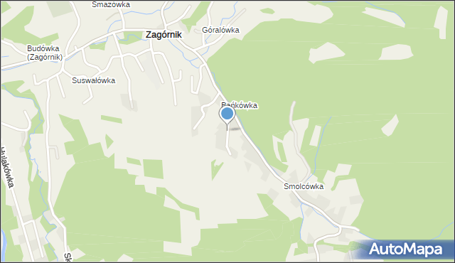 Zagórnik gmina Andrychów, Miodowa, mapa Zagórnik gmina Andrychów