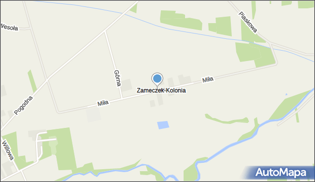 Zameczek gmina Przytyk, Miła, mapa Zameczek gmina Przytyk