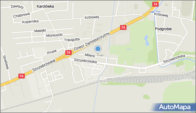 Zamość, Milera Stefana, mapa Zamościa