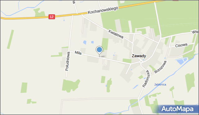 Zawady gmina Wieniawa, Miła, mapa Zawady gmina Wieniawa