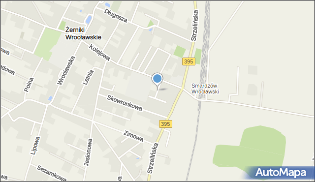 Żerniki Wrocławskie, Miodowa, mapa Żerniki Wrocławskie