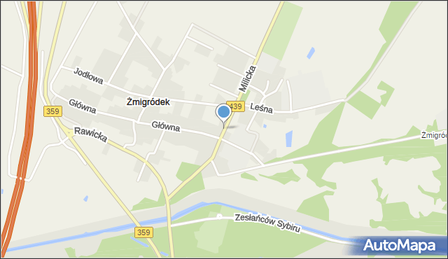 Żmigródek, Milicka, mapa Żmigródek