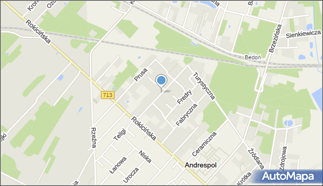 Andrespol, Młynarska, mapa Andrespol