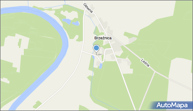 Brzeźnica gmina Dąbie, Młyńska, mapa Brzeźnica gmina Dąbie