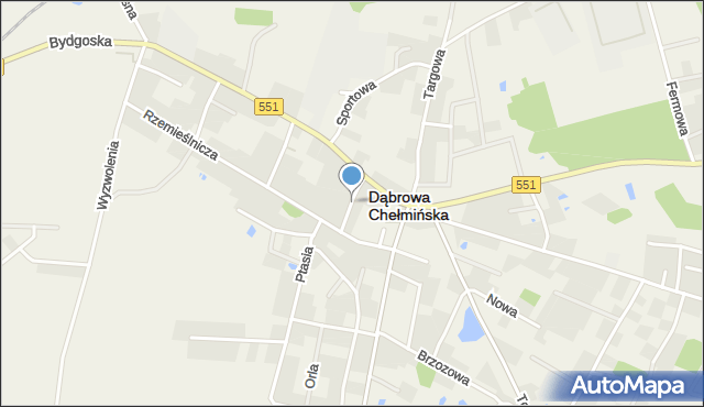 Dąbrowa Chełmińska, Młyńska, mapa Dąbrowa Chełmińska