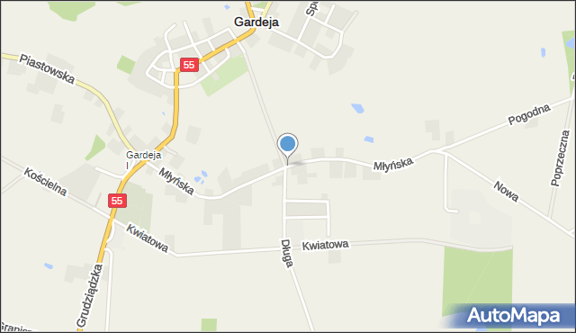Gardeja, Młyńska, mapa Gardeja