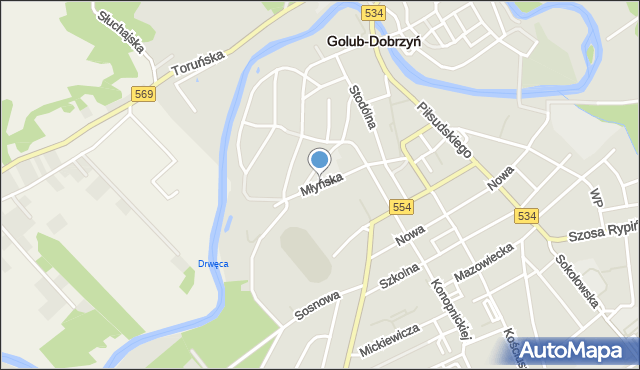 Golub-Dobrzyń, Młyńska, mapa Golub-Dobrzyń