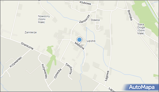 Górki Małe gmina Brenna, Mleczna, mapa Górki Małe gmina Brenna