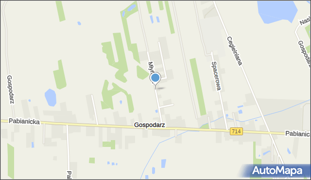 Gospodarz, Młyńska, mapa Gospodarz