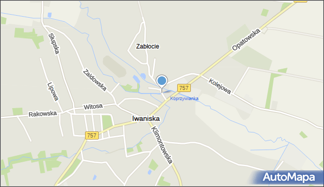 Iwaniska, Młyńska, mapa Iwaniska