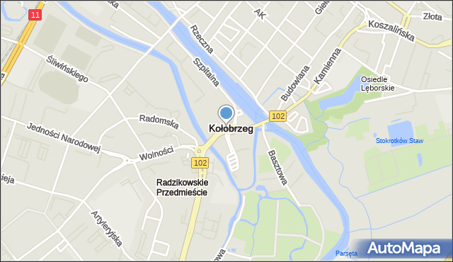 Kołobrzeg, Młyńska, mapa Kołobrzegu