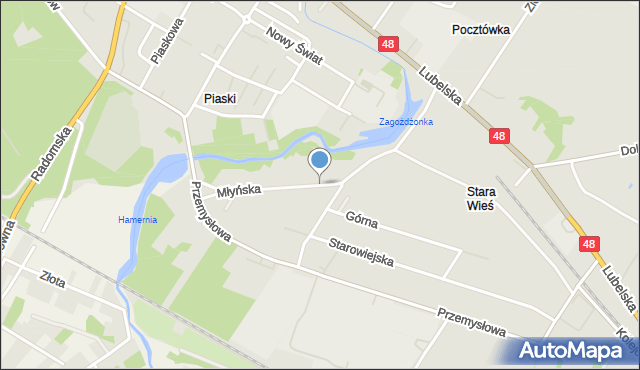 Kozienice, Młyńska, mapa Kozienice