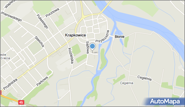 Krapkowice, Młyńska, mapa Krapkowice