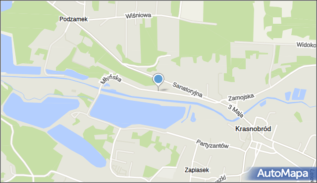 Krasnobród, Młyńska, mapa Krasnobród