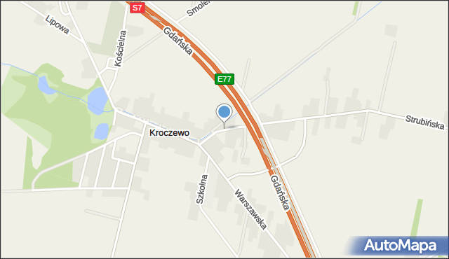 Kroczewo, Młodzieżowa, mapa Kroczewo
