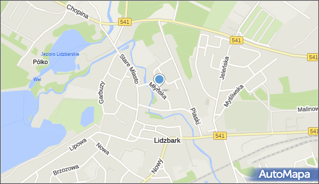 Lidzbark, Młyńska, mapa Lidzbark