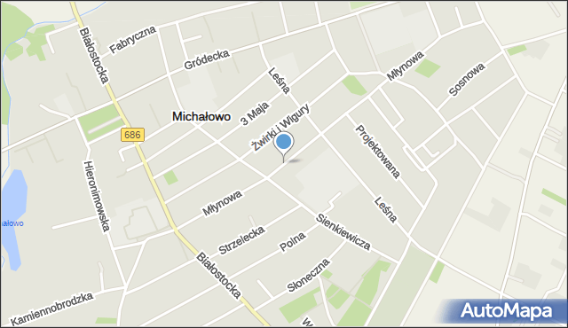 Michałowo powiat białostocki, Młynowa, mapa Michałowo powiat białostocki