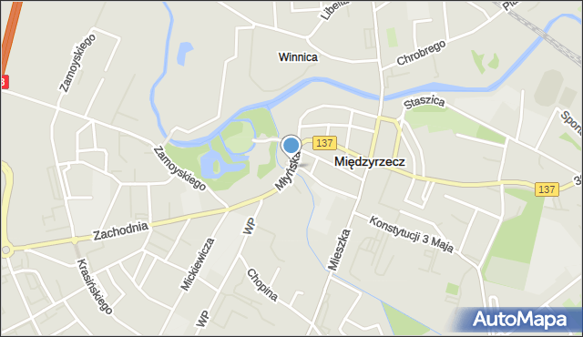 Międzyrzecz, Młyńska, mapa Międzyrzecz