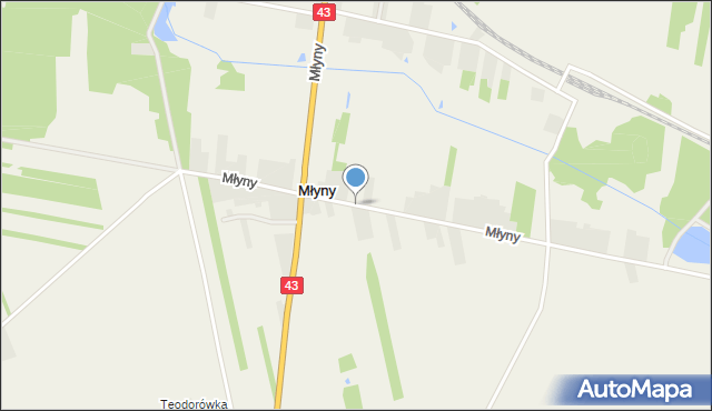 Młyny gmina Rudniki, Młyny, mapa Młyny gmina Rudniki