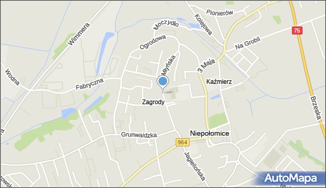 Niepołomice, Młyńska, mapa Niepołomice