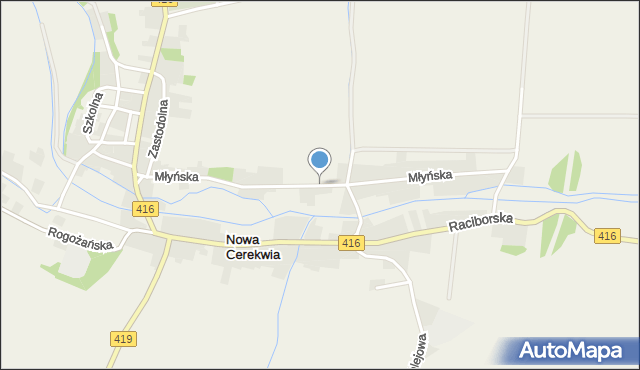 Nowa Cerekwia, Młyńska, mapa Nowa Cerekwia