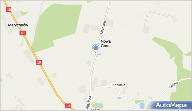Nowa Góra gmina Staroźreby, Młyńska, mapa Nowa Góra gmina Staroźreby