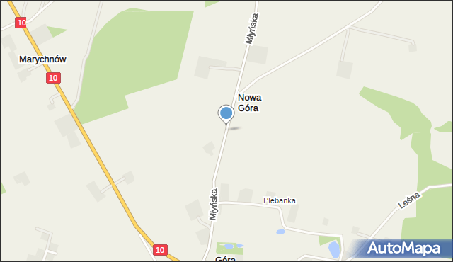 Nowa Góra gmina Staroźreby, Młyńska, mapa Nowa Góra gmina Staroźreby