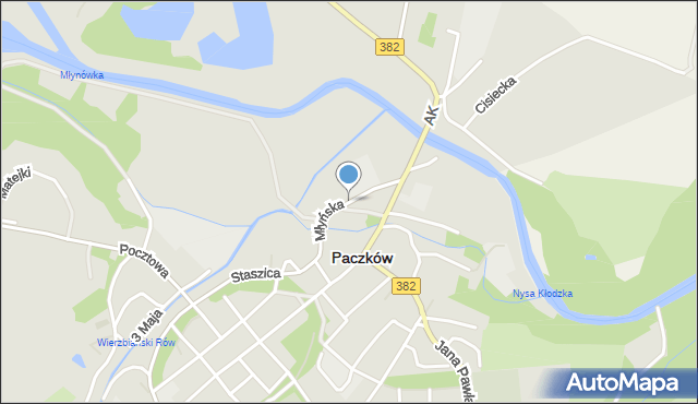 Paczków powiat nyski, Młyńska, mapa Paczków powiat nyski