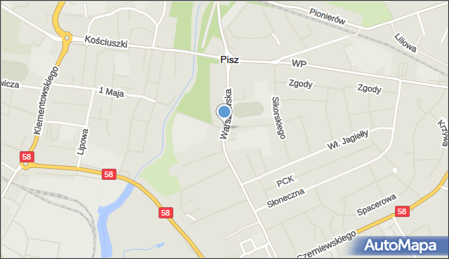 Pisz, Młodzieżowa, mapa Pisz