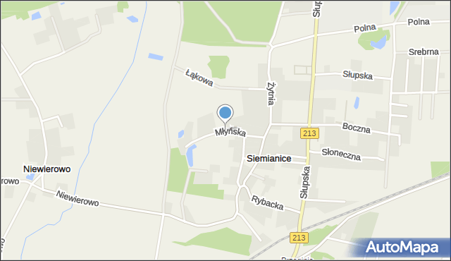 Siemianice gmina Słupsk, Młyńska, mapa Siemianice gmina Słupsk