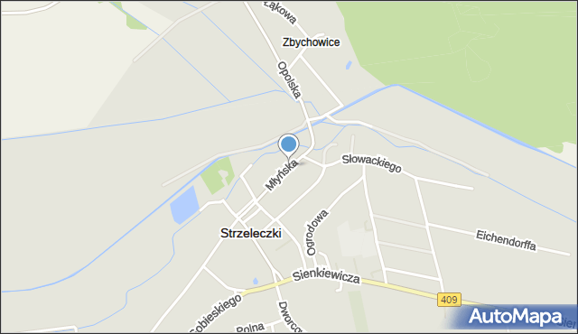 Strzeleczki, Młyńska, mapa Strzeleczki