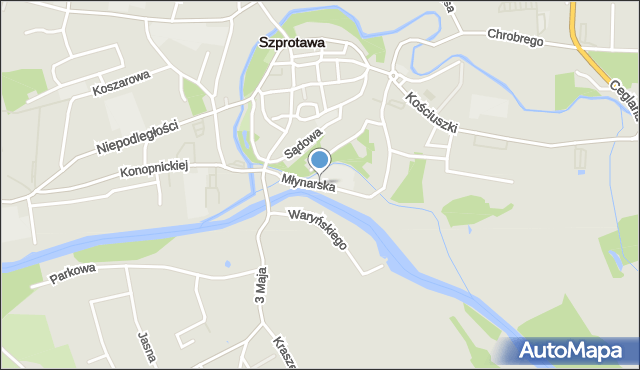 Szprotawa, Młynarska, mapa Szprotawa