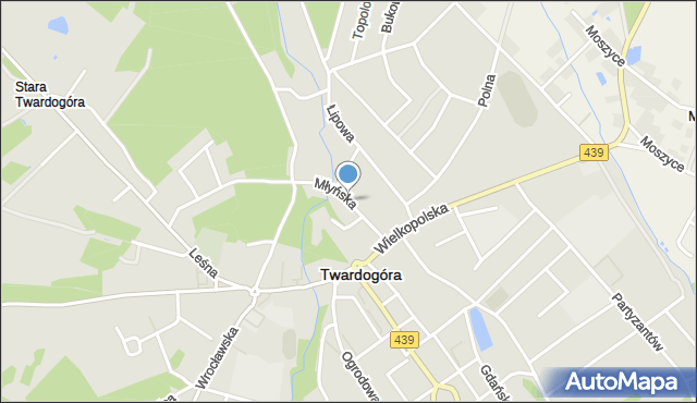 Twardogóra, Młyńska, mapa Twardogóra