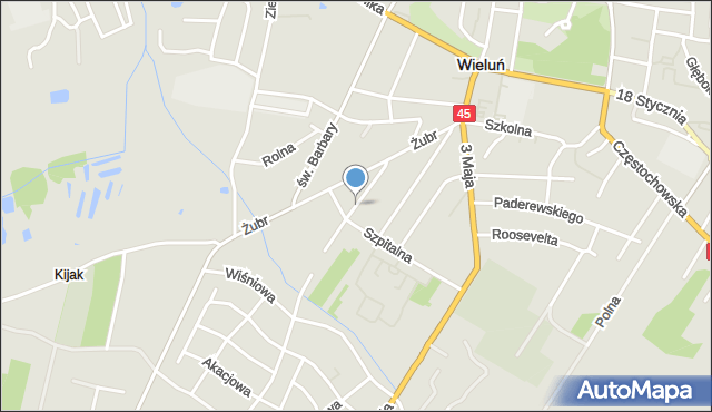 Wieluń, Młynarska, mapa Wieluń