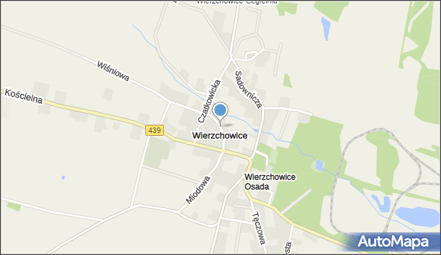 Wierzchowice gmina Krośnice, Młyńska, mapa Wierzchowice gmina Krośnice