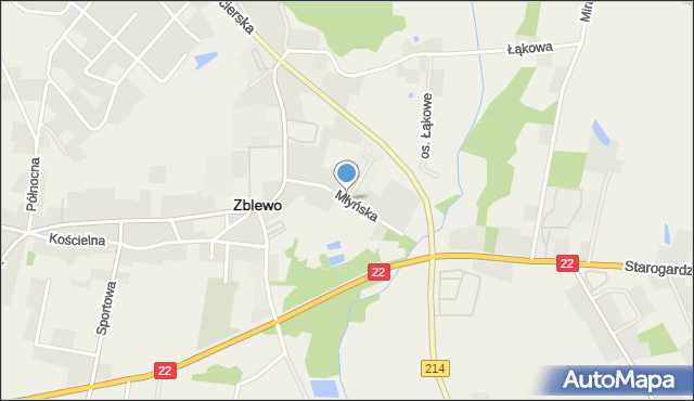 Zblewo, Młyńska, mapa Zblewo