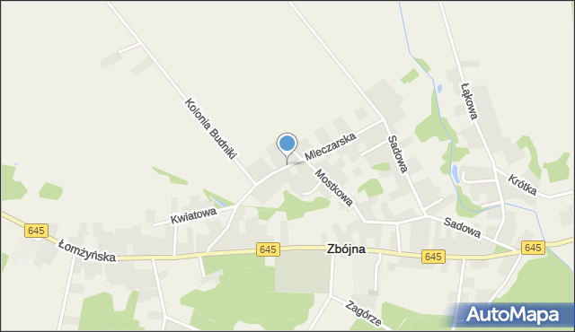 Zbójna, Mleczarska, mapa Zbójna