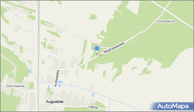 Augustów gmina Grabów nad Pilicą, Modrzewiowa, mapa Augustów gmina Grabów nad Pilicą