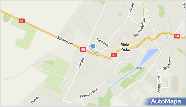 Biała Piska, Moniuszki Stanisława, mapa Biała Piska