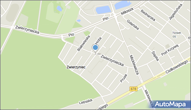 Białystok, Modrzewiowa, mapa Białegostoku