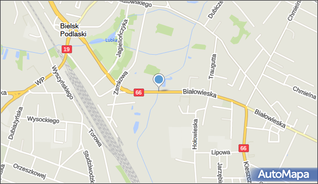 Bielsk Podlaski, Most Siedzikówny Danuty, ppor., mapa Bielsk Podlaski