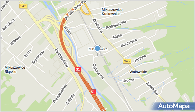 Bielsko-Biała, Morelowa, mapa Bielsko-Białej