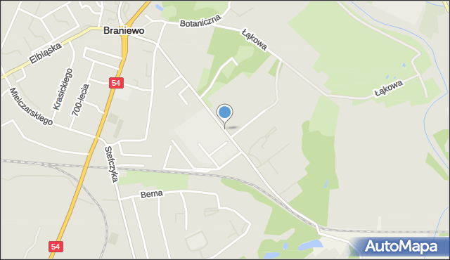 Braniewo, Moniuszki Stanisława, mapa Braniewo