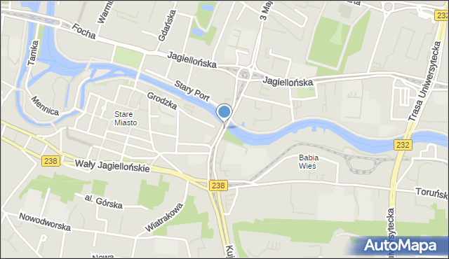 Bydgoszcz, Most Bernardyński, mapa Bydgoszczy