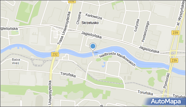 Bydgoszcz, Most Esperanto, mapa Bydgoszczy