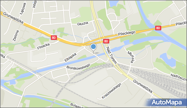 Bydgoszcz, Most Grunwaldzki, mapa Bydgoszczy