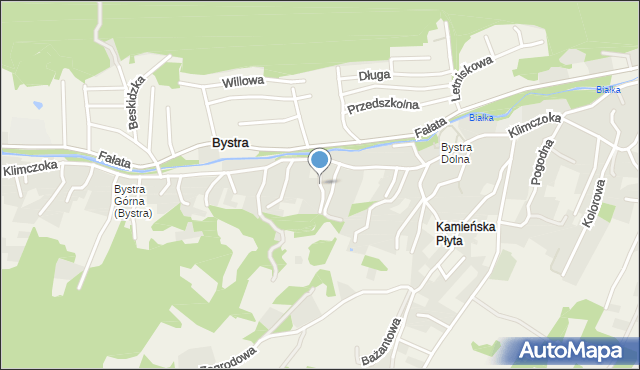 Bystra gmina Wilkowice, Modrzewiowa, mapa Bystra gmina Wilkowice